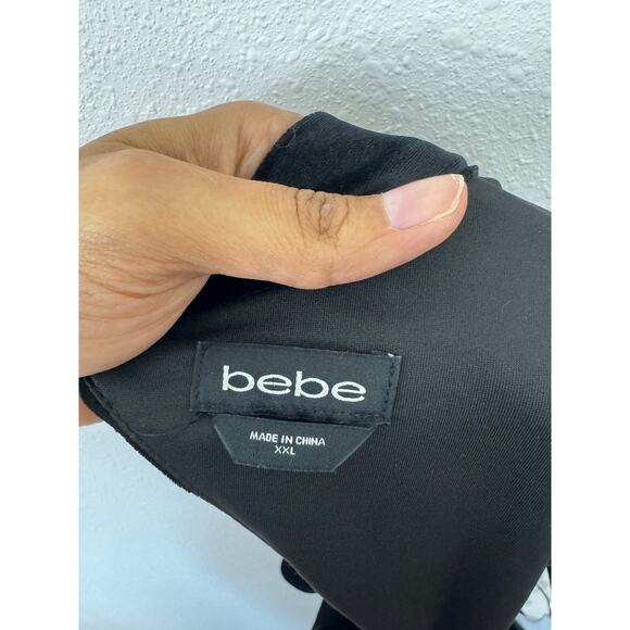 Bebe Black Velvet Mock Neck Cutout Jumpsuit Size XXL - Picture 7 of 8